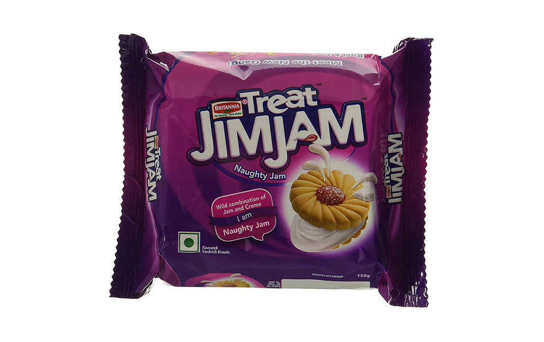 Britannia Treat JimJam Naughty Jam Flavoured Sandwich Biscuits   Pack  150 grams